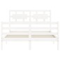 vidaXL Giroletto con Testiera Bianco 120x200 cm in Legno Massello vidaXL Giroletto con Testiera Bianco 120x200 cm in Legno Massello