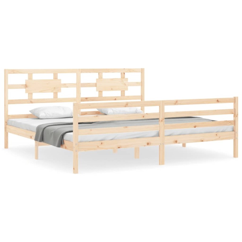vidaXL Giroletto con Testiera 6FT Super King in Legno Massello vidaXL Giroletto con Testiera 6FT Super King in Legno Massello