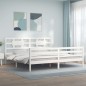 vidaXL Giroletto Testiera Bianco Super King Size in Legno Massello vidaXL Giroletto Testiera Bianco Super King Size in Legno Massello