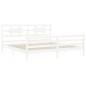 vidaXL Giroletto Testiera Bianco Super King Size in Legno Massello vidaXL Giroletto Testiera Bianco Super King Size in Legno Massello