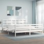vidaXL Giroletto con Testiera Bianco 200x200 cm in Legno Massello