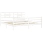 vidaXL Giroletto con Testiera Bianco 200x200 cm in Legno Massello