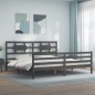 vidaXL Giroletto con Testiera Grigio 200x200 cm in Legno Massello vidaXL Giroletto con Testiera Grigio 200x200 cm in Legno Massello