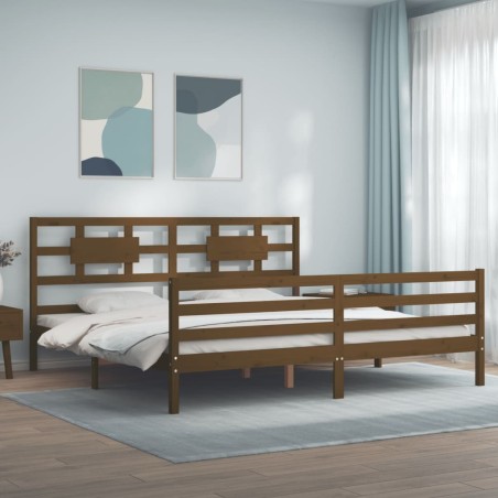 vidaXL Giroletto con Testiera Miele 200x200 cm in Legno Massello