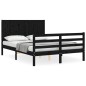 vidaXL Giroletto con Testiera Nero 140x190 cm in Legno Massello