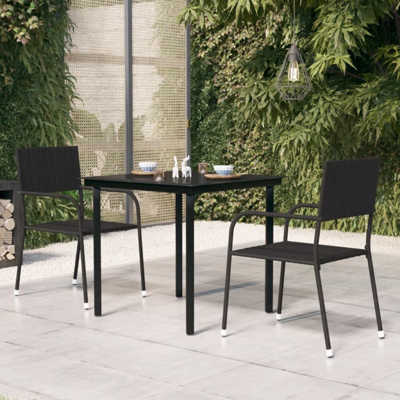 Tavolo da Giardino Nero 80x80x74 cm in Acciaio e Vetro Tavolo da Giardino Nero 80x80x74 cm in Acciaio e Vetro