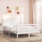 vidaXL Giroletto con Testiera Bianco 120x200 cm in Legno Massello vidaXL Giroletto con Testiera Bianco 120x200 cm in Legno Massello