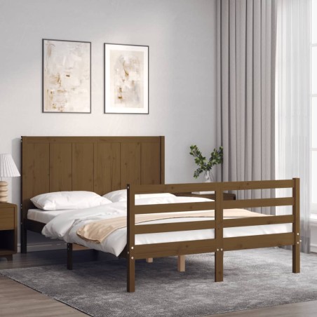 vidaXL Giroletto con Testiera Miele 140x200 cm in Legno Massello