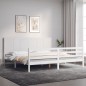vidaXL Giroletto con Testiera Bianco 200x200 cm in Legno Massello vidaXL Giroletto con Testiera Bianco 200x200 cm in Legno Massello