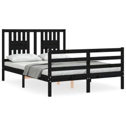 vidaXL Giroletto con Testiera Nero 4FT6 Double in Legno Massello