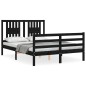 vidaXL Giroletto con Testiera Nero 4FT6 Double in Legno Massello vidaXL Giroletto con Testiera Nero 4FT6 Double in Legno Massello