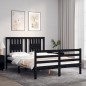 vidaXL Giroletto con Testiera Nero 4FT6 Double in Legno Massello vidaXL Giroletto con Testiera Nero 4FT6 Double in Legno Massello