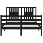 vidaXL Giroletto con Testiera Nero 4FT6 Double in Legno Massello vidaXL Giroletto con Testiera Nero 4FT6 Double in Legno Massello