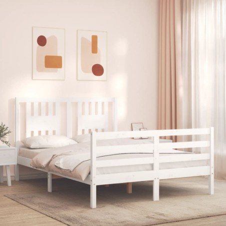 vidaXL Giroletto con Testiera Bianco 140x190 cm in Legno Massello