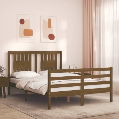 vidaXL Giroletto con Testiera Miele 120x200 cm in Legno Massello
