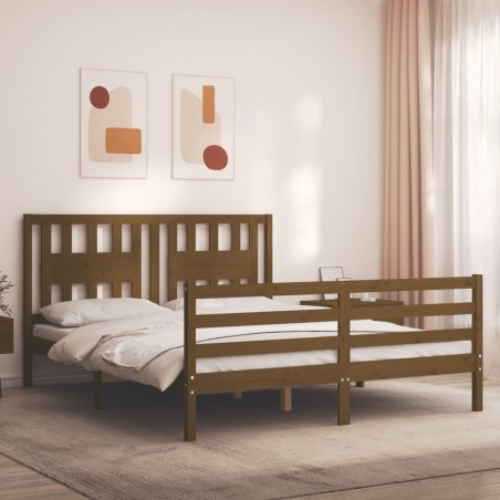 vidaXL Giroletto con Testiera Miele 5FT King Size in Legno Massello