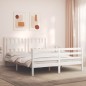 vidaXL Giroletto con Testiera Bianco 160x200 cm Legno Massello