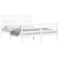 vidaXL Giroletto con Testiera Bianco 160x200 cm Legno Massello