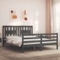 vidaXL Giroletto con Testiera Grigio 160x200 cm Legno Massello vidaXL Giroletto con Testiera Grigio 160x200 cm Legno Massello