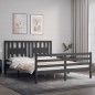 vidaXL Giroletto con Testiera Grigio 160x200 cm Legno Massello vidaXL Giroletto con Testiera Grigio 160x200 cm Legno Massello