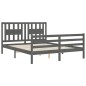 vidaXL Giroletto con Testiera Grigio 160x200 cm Legno Massello vidaXL Giroletto con Testiera Grigio 160x200 cm Legno Massello
