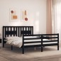 vidaXL Giroletto con Testiera Nero 160x200 cm Legno Massello vidaXL Giroletto con Testiera Nero 160x200 cm Legno Massello
