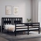 vidaXL Giroletto con Testiera Nero 160x200 cm Legno Massello vidaXL Giroletto con Testiera Nero 160x200 cm Legno Massello