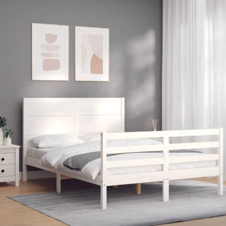 vidaXL Giroletto con Testiera Bianco 140x190 cm in Legno Massello