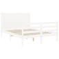 vidaXL Giroletto con Testiera Bianco 140x190 cm in Legno Massello vidaXL Giroletto con Testiera Bianco 140x190 cm in Legno Massello