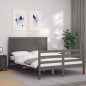 vidaXL Giroletto con Testiera Grigio 140x190 cm in Legno Massello vidaXL Giroletto con Testiera Grigio 140x190 cm in Legno Massello