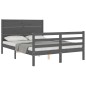 vidaXL Giroletto con Testiera Grigio 140x190 cm in Legno Massello vidaXL Giroletto con Testiera Grigio 140x190 cm in Legno Massello