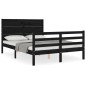 vidaXL Giroletto con Testiera Nero 140x190 cm in Legno Massello vidaXL Giroletto con Testiera Nero 140x190 cm in Legno Massello
