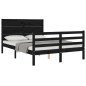 vidaXL Giroletto con Testiera Nero 140x190 cm in Legno Massello vidaXL Giroletto con Testiera Nero 140x190 cm in Legno Massello