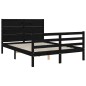 vidaXL Giroletto con Testiera Nero 140x190 cm in Legno Massello vidaXL Giroletto con Testiera Nero 140x190 cm in Legno Massello