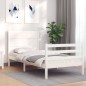 vidaXL Giroletto con Testiera Bianco 90x200 cm in Legno Massello vidaXL Giroletto con Testiera Bianco 90x200 cm in Legno Massello