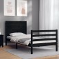 vidaXL Giroletto con Testiera Nero 90x200 cm in Legno Massello vidaXL Giroletto con Testiera Nero 90x200 cm in Legno Massello