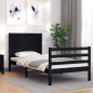 vidaXL Giroletto con Testiera Nero 90x200 cm in Legno Massello vidaXL Giroletto con Testiera Nero 90x200 cm in Legno Massello