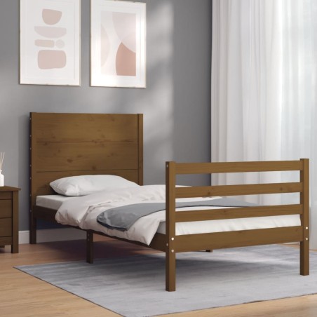 vidaXL Giroletto con Testiera Miele 100x200 cm in Legno Massello