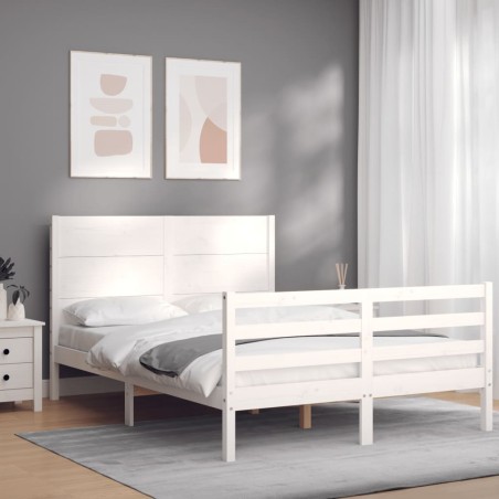 vidaXL Giroletto con Testiera Bianco 120x200 cm in Legno Massello