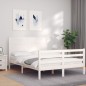 vidaXL Giroletto con Testiera Bianco 140x200 cm in Legno Massello vidaXL Giroletto con Testiera Bianco 140x200 cm in Legno Massello