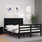 vidaXL Giroletto con Testiera Nero 140x200 cm in Legno Massello vidaXL Giroletto con Testiera Nero 140x200 cm in Legno Massello