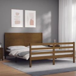 vidaXL Giroletto con Testiera Miele 5FT King Size in Legno Massello