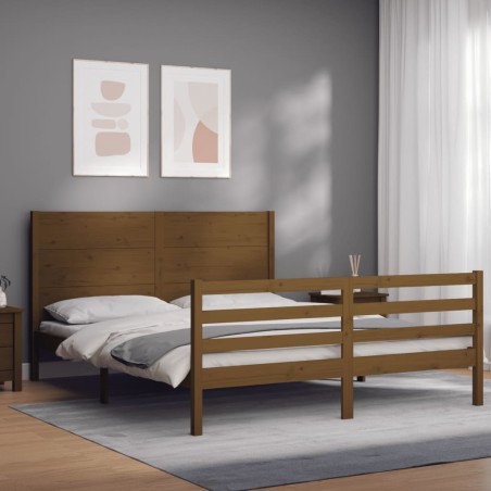 vidaXL Giroletto con Testiera Miele 5FT King Size in Legno Massello