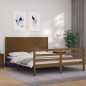 vidaXL Giroletto con Testiera Miele 5FT King Size in Legno Massello vidaXL Giroletto con Testiera Miele 5FT King Size in Legno Massello