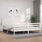 vidaXL Giroletto con Testiera Bianco 200x200 cm in Legno Massello vidaXL Giroletto con Testiera Bianco 200x200 cm in Legno Massello