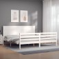 vidaXL Giroletto con Testiera Bianco 200x200 cm in Legno Massello vidaXL Giroletto con Testiera Bianco 200x200 cm in Legno Massello
