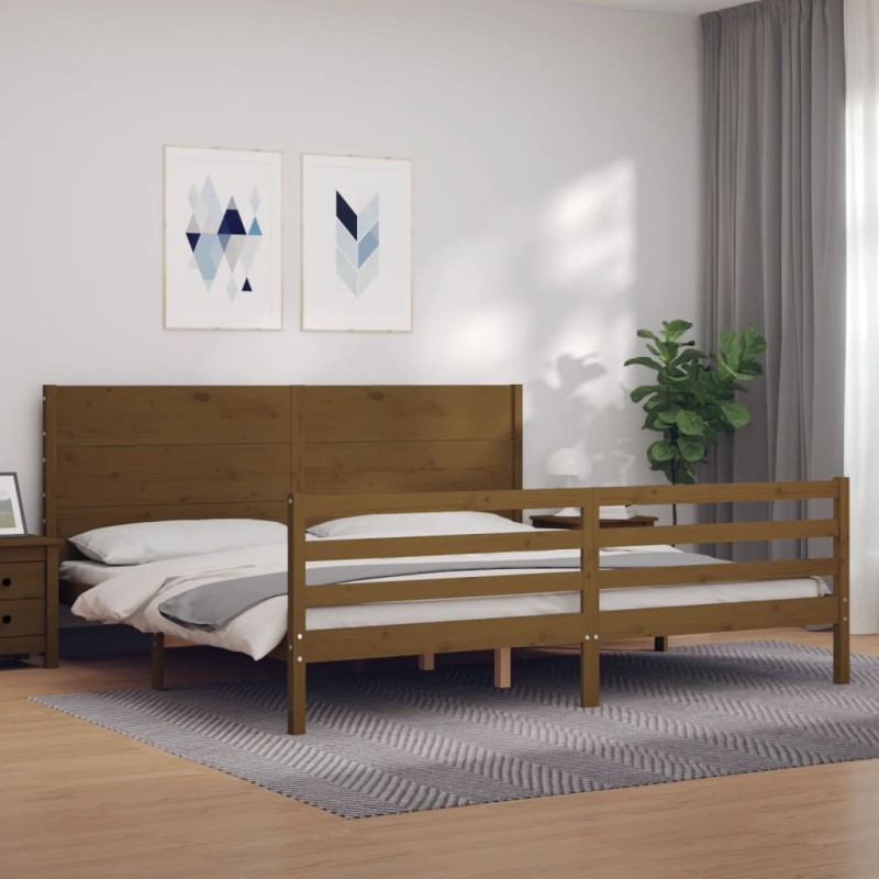 vidaXL Giroletto con Testiera Miele 200x200 cm in Legno Massello vidaXL Giroletto con Testiera Miele 200x200 cm in Legno Massello