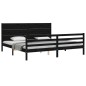 vidaXL Giroletto con Testiera Nero 200x200 cm in Legno Massello vidaXL Giroletto con Testiera Nero 200x200 cm in Legno Massello