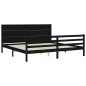 vidaXL Giroletto con Testiera Nero 200x200 cm in Legno Massello vidaXL Giroletto con Testiera Nero 200x200 cm in Legno Massello