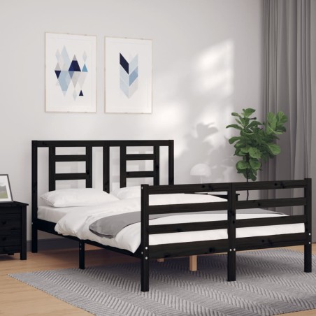 vidaXL Giroletto con Testiera Nero 4FT6 Double in Legno Massello